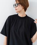 【C-FORTPOINT/フォートポイント】【ストレッチ性抜群の冷感素材を使用】ハイネック ドロップショルダー5分袖Tシャツ プルオーバー 接触冷感 涼しい 体形カバー サイドスリット