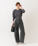【HANES/ヘインズ】【長めの着丈は気になる腰周りをすっきりカバー】HANES Thermal for HER サーマルヘンリーロンＴ 長袖 無地 シンプル ドロップショルダー リングドット使い ヘムライン ❘ジーンズメイト公式オンラインショップ