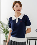 【U.S. POLO ASSN./ユーエスポロアッスン】ワンポイントロゴ刺繍 バイカラーニットポロシャツ