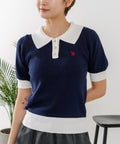 【U.S. POLO ASSN./ユーエスポロアッスン】ワンポイントロゴ刺繍 バイカラーニットポロシャツ