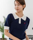 【U.S. POLO ASSN./ユーエスポロアッスン】ワンポイントロゴ刺繍 バイカラーニットポロシャツ
