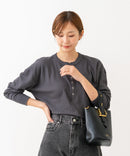 【HANES/ヘインズ】【長めの着丈は気になる腰周りをすっきりカバー】HANES Thermal for HER サーマルヘンリーロンＴ 長袖 無地 シンプル ドロップショルダー リングドット使い ヘムライン ❘ジーンズメイト公式オンラインショップ