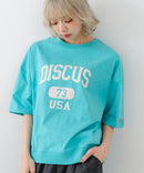 【DISCUS/ディスカス】カレッジロゴプリント ヘビーウェイトTシャツ ルーズシルエット