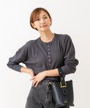 【HANES/ヘインズ】【長めの着丈は気になる腰周りをすっきりカバー】HANES Thermal for HER サーマルヘンリーロンＴ 長袖 無地 シンプル ドロップショルダー リングドット使い ヘムライン ❘ジーンズメイト公式オンラインショップ