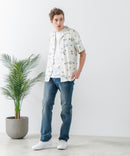 レーヨン 総柄プリント シャツ アロハ 接触冷感 レーヨン100％【BLUE STANDARD/ブルースタンダード】