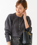 【HANES/ヘインズ】【長めの着丈は気になる腰周りをすっきりカバー】HANES Thermal for HER サーマルヘンリーロンＴ 長袖 無地 シンプル ドロップショルダー リングドット使い ヘムライン ❘ジーンズメイト公式オンラインショップ