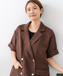 【C-FORT POINT/フォートポイント】きれいめ華やか サマーツイード 半袖 ダブルテーラードジャケット 高見え 上品 通勤 オフィス 韓国ファッション