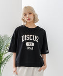 【DISCUS/ディスカス】カレッジロゴプリント ヘビーウェイトTシャツ ルーズシルエット