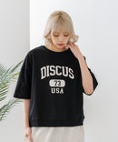 【DISCUS/ディスカス】カレッジロゴプリント ヘビーウェイトTシャツ ルーズシルエット