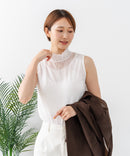 【C-FORTPOINT/フォートポイント】【1枚で華やか レースインナー】ハイネックレース切替タンクトップ インナー チラ見せ 重ね着 立ち襟 華やか 上品 きれいめ