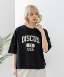 【DISCUS/ディスカス】カレッジロゴプリント ヘビーウェイトTシャツ ルーズシルエット