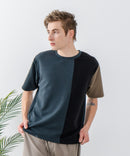 ドライリップル 切り替デザインTシャツ カットソー 吸水速乾 ストレッチ イージーケア さらさら快適 BLUE STANDARD