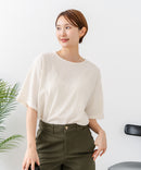 【C-FORTPOINT/フォートポイント】【ひんやり接触冷感 華奢見え】カット楊柳 ワイドシルエットTシャツ リラックス 抜け感 大人カジュアル 涼しい