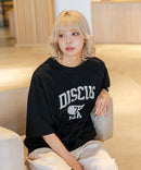 【DISCUS/ディスカス】カレッジロゴプリント ヘビーウェイトTシャツ ルーズシルエット