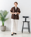 【C-FORT POINT/フォートポイント】涼しい羽織り シアー素材 半袖 ダブルテーラードジャケット きれいめ オフィス 通勤 冷房対策 韓国ファッション 大人カジュアル