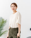 【C-FORTPOINT/フォートポイント】【ひんやり接触冷感 華奢見え】カット楊柳 ワイドシルエットTシャツ リラックス 抜け感 大人カジュアル 涼しい
