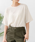 【C-FORTPOINT/フォートポイント】【ひんやり接触冷感 華奢見え】カット楊柳 ワイドシルエットTシャツ リラックス 抜け感 大人カジュアル 涼しい