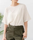 【C-FORTPOINT/フォートポイント】【ひんやり接触冷感 華奢見え】カット楊柳 ワイドシルエットTシャツ リラックス 抜け感 大人カジュアル 涼しい