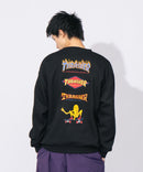 裏起毛 バック刺繍＆プリント クルーネックスウェット THRASHER スラッシャー　