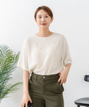 【C-FORTPOINT/フォートポイント】【ひんやり接触冷感 華奢見え】カット楊柳 ワイドシルエットTシャツ リラックス 抜け感 大人カジュアル 涼しい