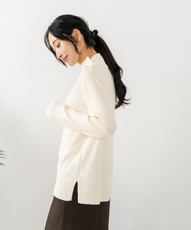 【C-FORT POINT/フォートポイント】リブボトルネック ニットプルオーバー