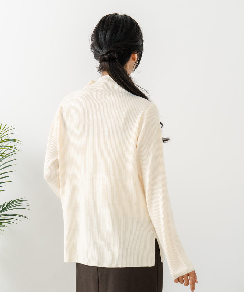 【C-FORT POINT/フォートポイント】リブボトルネック ニットプルオーバー