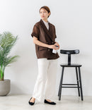 【C-FORT POINT/フォートポイント】涼しい羽織り シアー素材 半袖 ダブルテーラードジャケット きれいめ オフィス 通勤 冷房対策 韓国ファッション 大人カジュアル