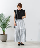 【C-FORTPOINT/フォートポイント】【綿100% 大人の魅力を引き立てる繊細な刺繍】刺繍切替 ノースリーブブラウス バンドカラー 透け感 涼やか 上品 華やか