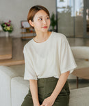 【C-FORTPOINT/フォートポイント】【ひんやり接触冷感 華奢見え】カット楊柳 ワイドシルエットTシャツ リラックス 抜け感 大人カジュアル 涼しい