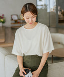 【C-FORTPOINT/フォートポイント】【ひんやり接触冷感 華奢見え】カット楊柳 ワイドシルエットTシャツ リラックス 抜け感 大人カジュアル 涼しい