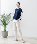 スラリー タック テーパード パンツ C-FORT POINT カジュアル オフィス 美脚効果 快適 ストレッチ