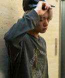 ピグメント加工 ヴィンテージライクプリントロンT 90s 古着 ロックT