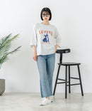 【C-FORT POINT/フォートポイント】【綿100%のやわらかな着心地】ワイドシルエット7分袖Tシャツ フレブル プリント ワイドシルエット 体形カバー