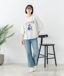 【C-FORT POINT/フォートポイント】【綿100%のやわらかな着心地】ワイドシルエット7分袖Tシャツ フレブル プリント ワイドシルエット 体形カバー