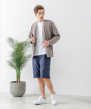 ドライリップル ボタンカーディガン 吸水速乾 ストレッチ イージーケア さらさら快適 BLUE STANDARD