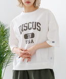 【DISCUS/ディスカス】カレッジロゴプリント ヘビーウェイトTシャツ ルーズシルエット