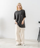 【SAVIER/サビアー】×【ZERO STAIN/ゼロステイン】【LAロゴ立体刺繍】コラボ ポケット付き Tシャツ オーバーサイズ 汗染み防止 ストリート・スケーター