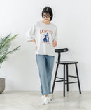 【C-FORT POINT/フォートポイント】【綿100%のやわらかな着心地】ワイドシルエット7分袖Tシャツ フレブル プリント ワイドシルエット 体形カバー