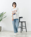 【C-FORT POINT/フォートポイント】【綿100%のやわらかな着心地】ワイドシルエット7分袖Tシャツ フレブル プリント ワイドシルエット 体形カバー