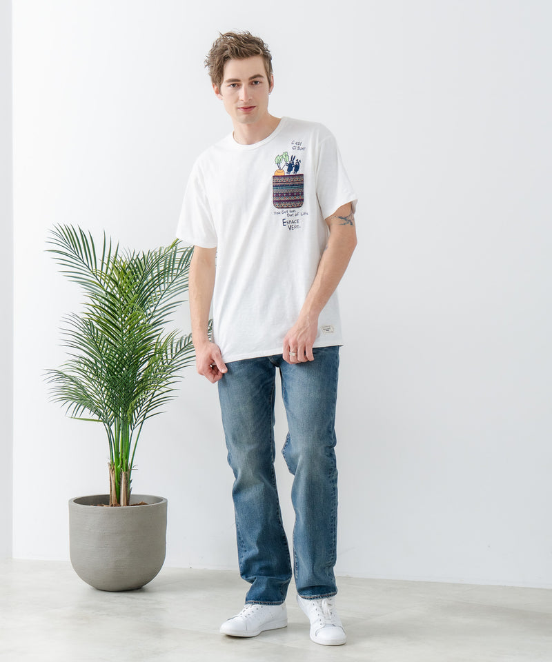 【Blue Standard/ブルースタンダード】スラブコットン アニマルプリント ポケット付Tシャツzo