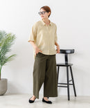 【C-FORTPOINT/フォートポイント】【涼しく着られて体型カバーも】綿麻ブラウス 天然素材 蒸れにくい さらさら 涼感 落ち感 高見え ニュアンスカラー