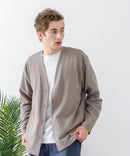 ドライリップル ボタンカーディガン 吸水速乾 ストレッチ イージーケア さらさら快適 BLUE STANDARD