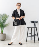 【C-FORT POINT/フォートポイント】カーディガン感覚で羽織れる リネンタッチ 半袖 シングルテーラードジャケット きれいめ さらさら 涼感 冷房対策 オフィス 通勤