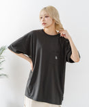 【SAVIER/サビアー】×【ZERO STAIN/ゼロステイン】【LAロゴ立体刺繍】コラボ ポケット付き Tシャツ オーバーサイズ 汗染み防止 ストリート・スケーター