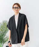 【C-FORT POINT/フォートポイント】カーディガン感覚で羽織れる リネンタッチ 半袖 シングルテーラードジャケット きれいめ さらさら 涼感 冷房対策 オフィス 通勤