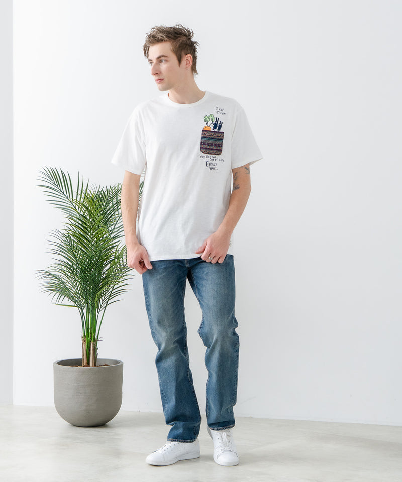 【Blue Standard/ブルースタンダード】スラブコットン アニマルプリント ポケット付Tシャツzo