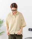 【C-FORTPOINT/フォートポイント】【涼しく着られて体型カバーも】綿麻ブラウス 天然素材 蒸れにくい さらさら 涼感 落ち感 高見え ニュアンスカラー