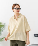 【C-FORTPOINT/フォートポイント】【涼しく着られて体型カバーも】綿麻ブラウス 天然素材 蒸れにくい さらさら 涼感 落ち感 高見え ニュアンスカラー