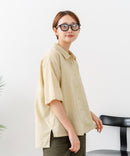 【C-FORTPOINT/フォートポイント】【涼しく着られて体型カバーも】綿麻ブラウス 天然素材 蒸れにくい さらさら 涼感 落ち感 高見え ニュアンスカラー
