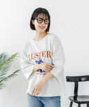 【C-FORT POINT/フォートポイント】【綿100%のやわらかな着心地】ワイドシルエット7分袖Tシャツ フレブル プリント ワイドシルエット 体形カバー